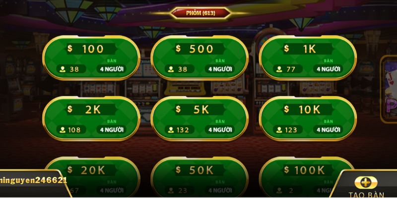 Phỏm có đa dạng bàn cược để người chơi lựa chọn