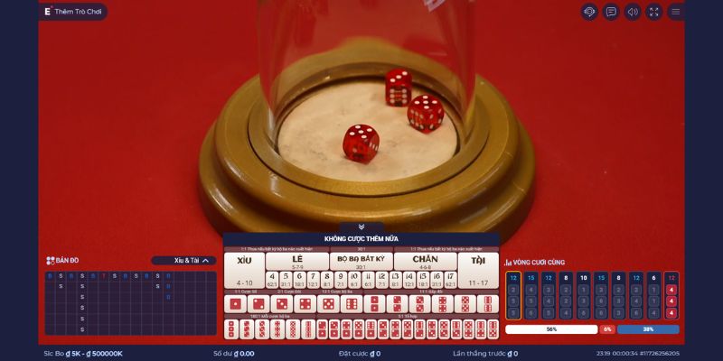 Tỷ lệ trả thưởng các cược trong Sicbo siêu cao