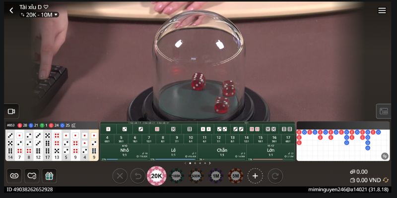 Bàn cược tài xỉu live đầy đủ các tỷ lệ