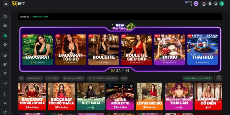 Sảnh Casino trực tuyến tại nhà cái V9Bet