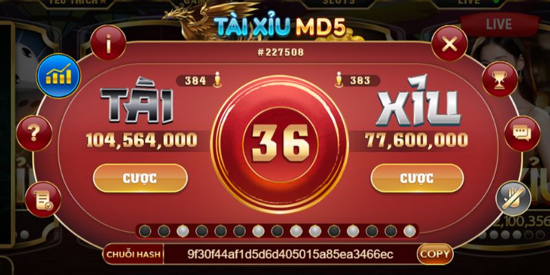 Trò chơi tài xỉu MD5 áp dụng công nghệ mã hóa hiện đại